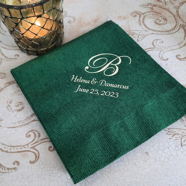 Monogrammed wedding napkins Personalized wedding reception napkins monogram