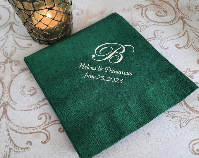 Monogrammed Wedding Napkins Personalized Wedding Reception Napkins ...