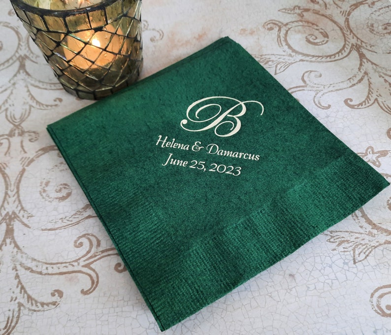 Monogrammed wedding napkins Personalized wedding reception image 1