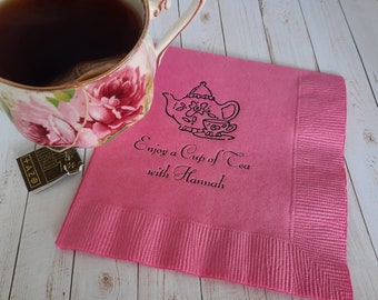 Tea napkins personalized tea time napkins personalized cocktail napkins personalized napkins beverage and luncheon sizes