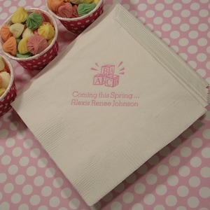 Baby shower napkins welcome baby napkins Set of 50 baby shower napkins personalized baby shower napkins beverage and luncheon size