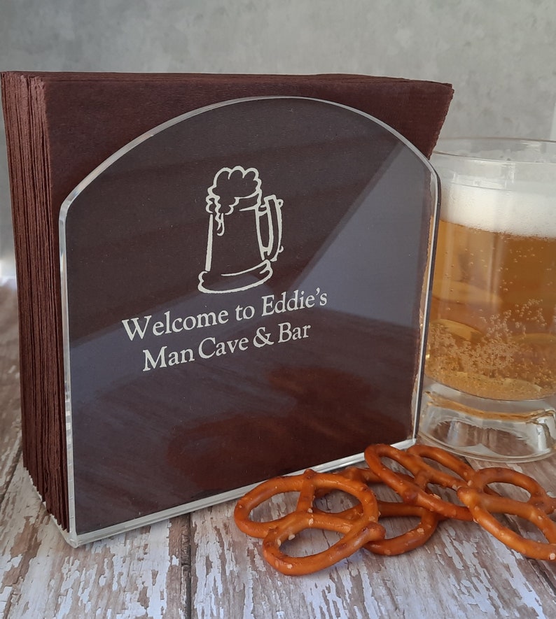 Beer napkins and napkin holder Man cave personalized bar Etsy.de