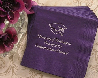 Graduation napkins personalized graduation napkins class reunion napkins graduation party napkins beverage and luncheon sizes