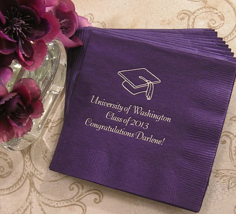 Graduation Napkins Personalized Graduation Napkins Class Etsy