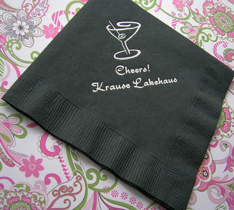 Martini Napkins Hostess Gift Printed Napkins Cocktail Napkins Etsy