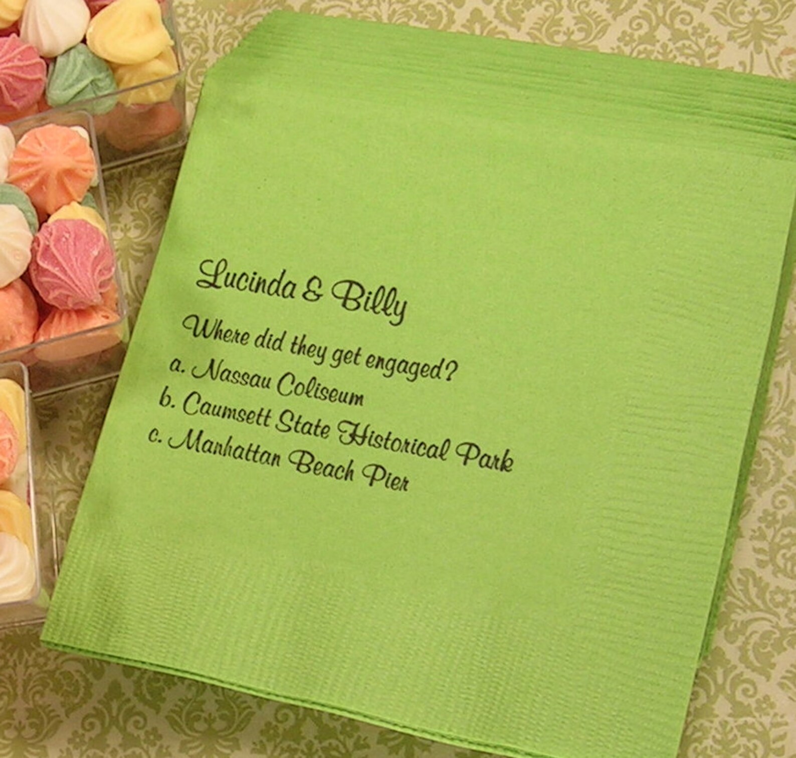 Cocktail quote napkins Couples trivia fun facts Beverage Etsy