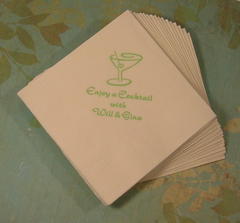Martini Napkins Hostess Gift Printed Napkins Cocktail Napkins Etsy