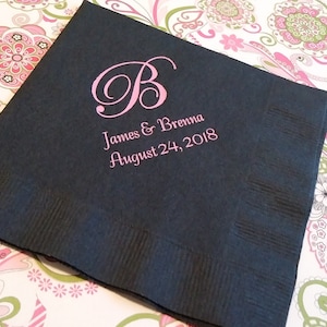 Monogrammed wedding napkins Personalized wedding reception napkins monogram image 3