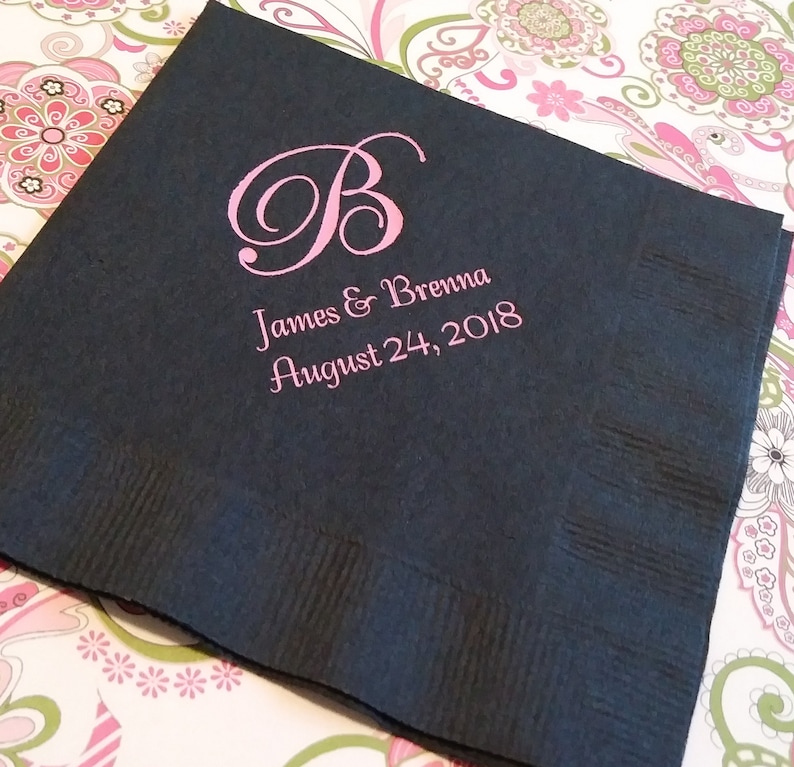 Monogrammed wedding napkins Personalized wedding reception napkins monogram image 3