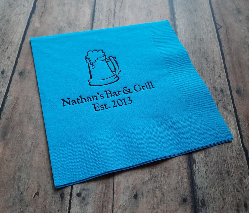 Beer napkins and napkin holder Man cave personalized bar Etsy.de