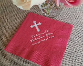 Memorial napkins Bereavement napkins personalized Celebration of Life napkins