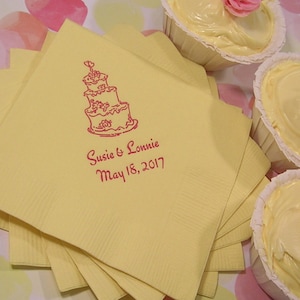 Anniversary napkins wedding cocktail napkins cake napkins reception napkins custom napkins personalized with your names and date