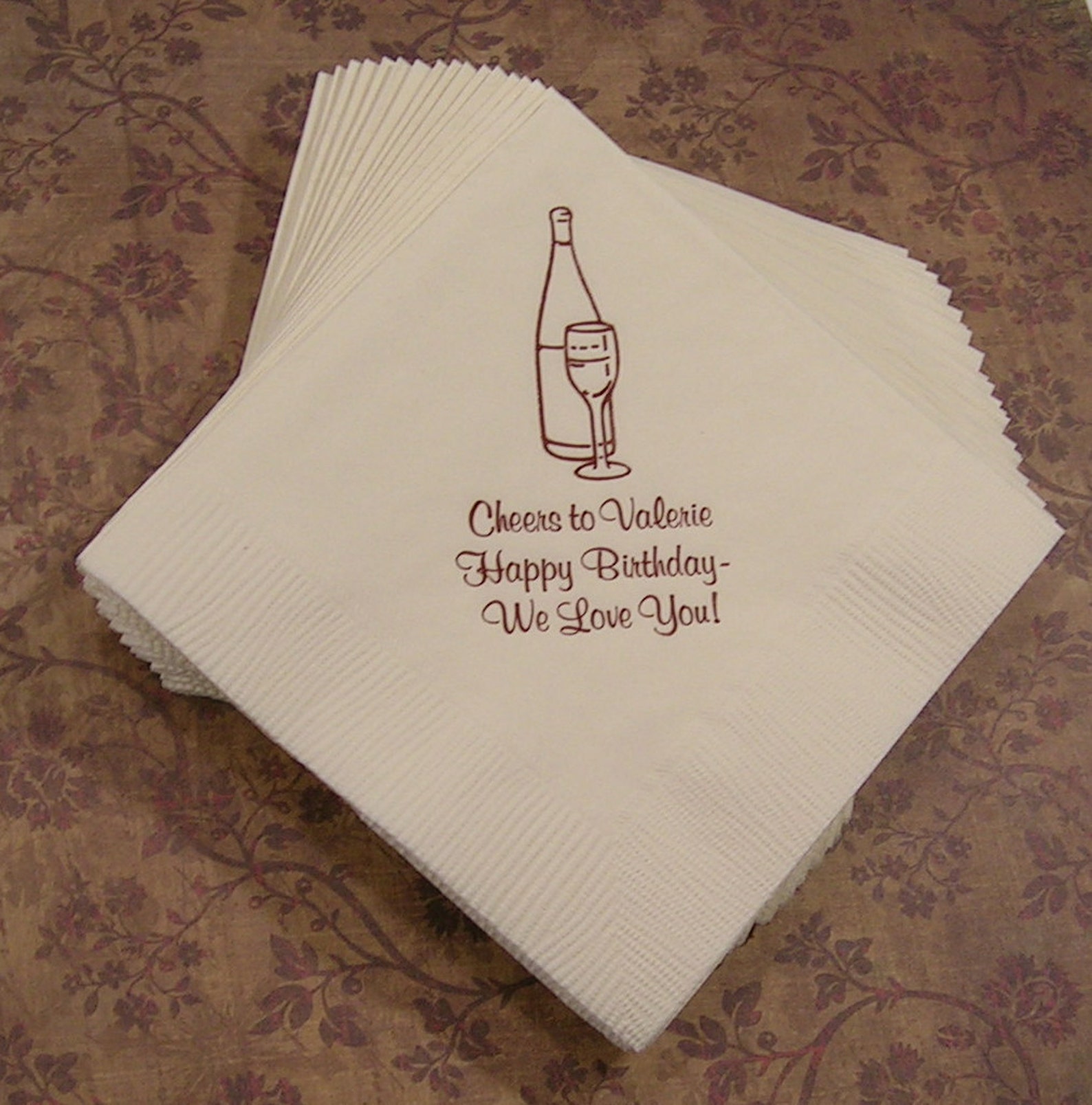 Personalized Birthday Napkins Cocktail Napkins Wine Napkins Etsy