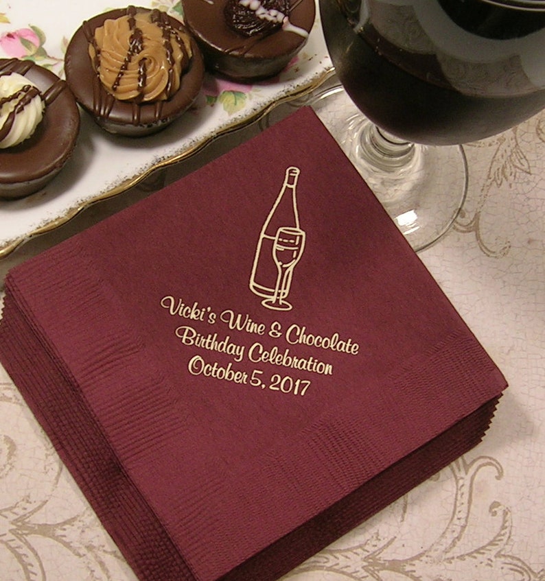 Personalized Birthday Napkins Cocktail Napkins Wine Napkins Etsy