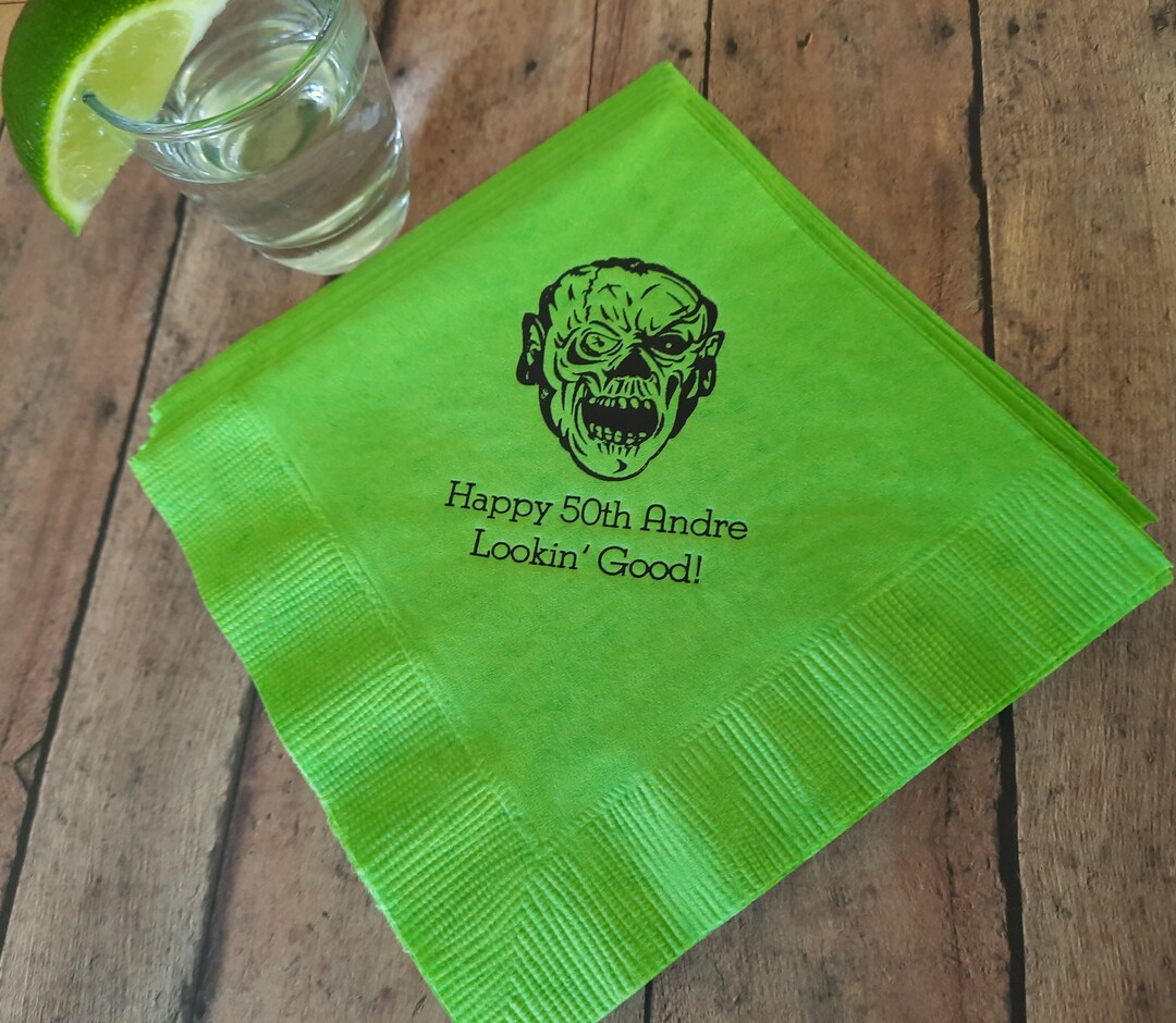Zombie Napkins Birthday Napkins Mens Birthday Napkins Funny Birthday