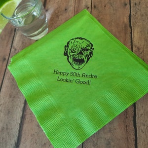 Zombie napkins Birthday napkins mens birthday napkins funny birthday napkins personalized