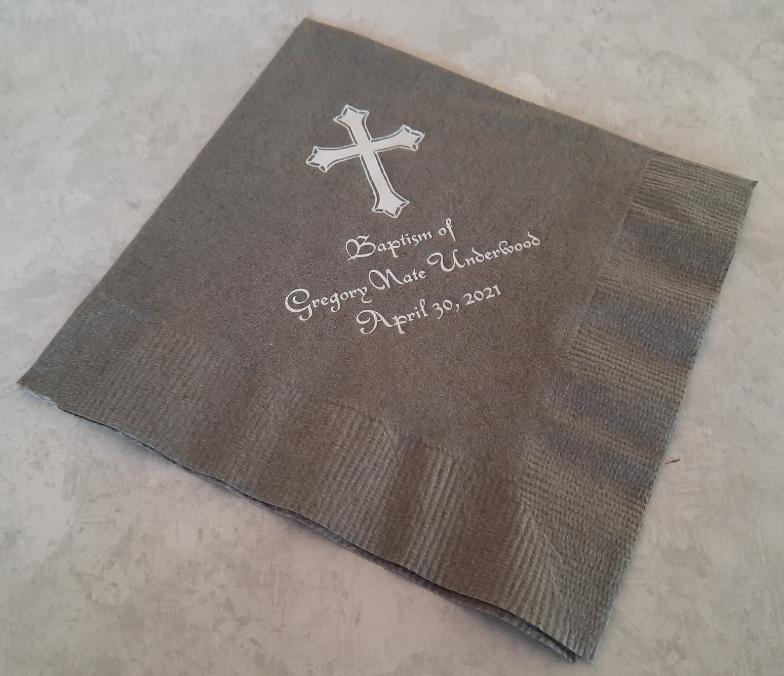 Baptism Napkins Personalized Baptism Napkins Cross Etsy