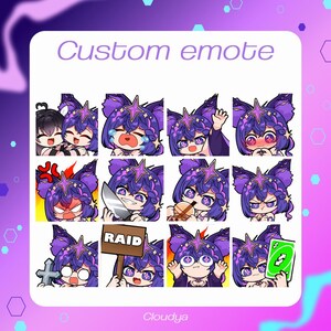 Custom chibi emote, twitch emote, discord emote, cute emote, animated emote, emote for streamer, vtuber emote
