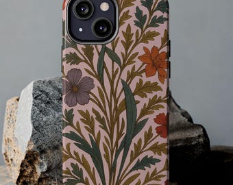 Dark Aesthetic Wildflower Phone Case For iPhone 16 15 14 13 12 11 Pro Max mini Plus Samsung Galaxy  s24 s23 s22 s21,Dark Cottagecore Floral