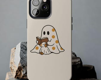 Ghost Reading Phone Case Book Lover Gift Spooky Season Halloween Librarian Dog Lover Fall Accessory Aesthetic Reader Durable Phone Cover