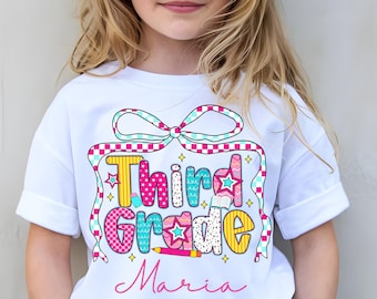 Third Grade Personalized Back To School Shirt for Girls 3rd Grade Customizable Kids Tee Custom third grade Tee back to school Gift for girl