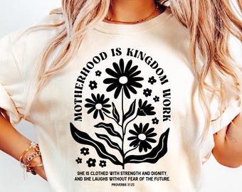 Motherhood Is Kingdom Work Shirt,Religious Mom Tee,Mothers Day Shirt,Christian Mom Shirt,Mother Gift,Retro Comfort Christian Mom Shirt,