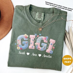 Personlig Gigi-skjorta, konstgjord blommig mormorströja, barnnamnspresent