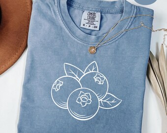 Cottagecore Summer Fruit Blueberry Shirt,Blueberry 90s Vintage Style shirt,Berry Lovers Tee,Cute Cherry,Retro Comfort Colors®Y2k Berry Shirt