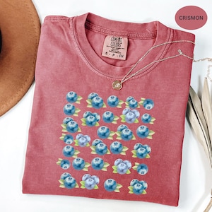 Blueberry Comfort Colors® Shirt,Retro Blueberry shirt,Blueberry Vintage Festival Shirt,Cottagecore Summer Fruit Blueberry,Y2k Berry Shirt