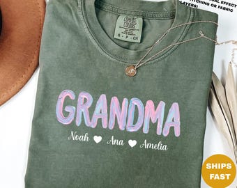 Personalized Grandma Faux Patchwork Shirt With Kids Names