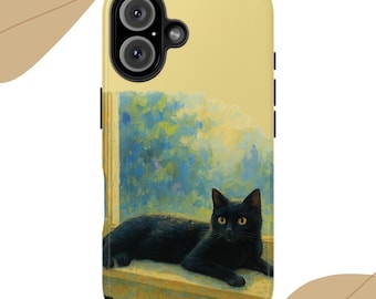 Black Cat Phone Case For iPhone 16 15 14 13 12 11 Pro Max mini Plus Case Samsung Galaxy  s24 s23 s22 s21,Whimsical Animal Black kitten case