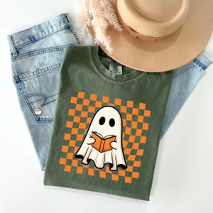Ghost Reading Book Shirt,Bookish Halloween shirt,Halloween Teacher Gift,Librarian Halloween shirt,Ghost Crewneck,Funny Book Lover Ghost gift