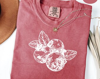Cottagecore Summer Fruit Blueberry Shirt,Blueberry 90s Vintage Style shirt,Berry Lovers Tee,Cute Cherry,Retro Comfort Colors®Y2k Berry Shirt
