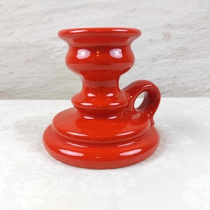 Jasba Red Ceramic Candle Holder - Vintage West German Pottery Candlestick