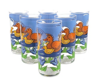 Vintage set of 6 duck tumblers