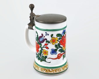 Vintage German Bmf beer stein with floral decor