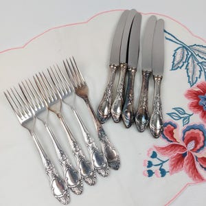 Solingen Silver Plate Flatware - Vintage Rostfrei Cutlery Set - Set of 5 Dessert Forks & Knives - Elegant Tableware