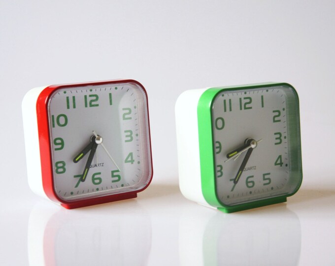 Retro Alarm Clocks Green and Red Alarm Clocks Vintage Etsy