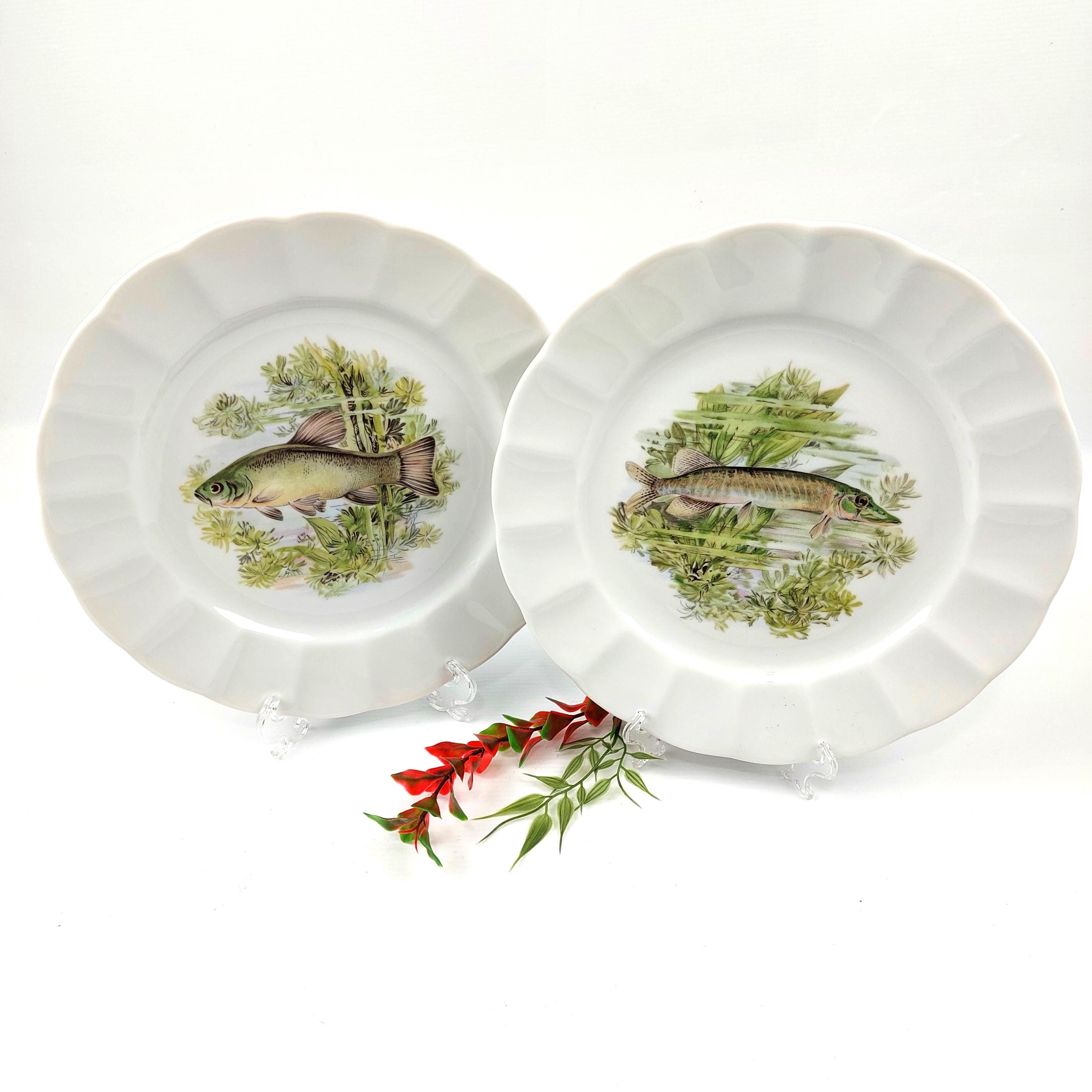 Vintage Bavaria Fish Plate Set - Etsy