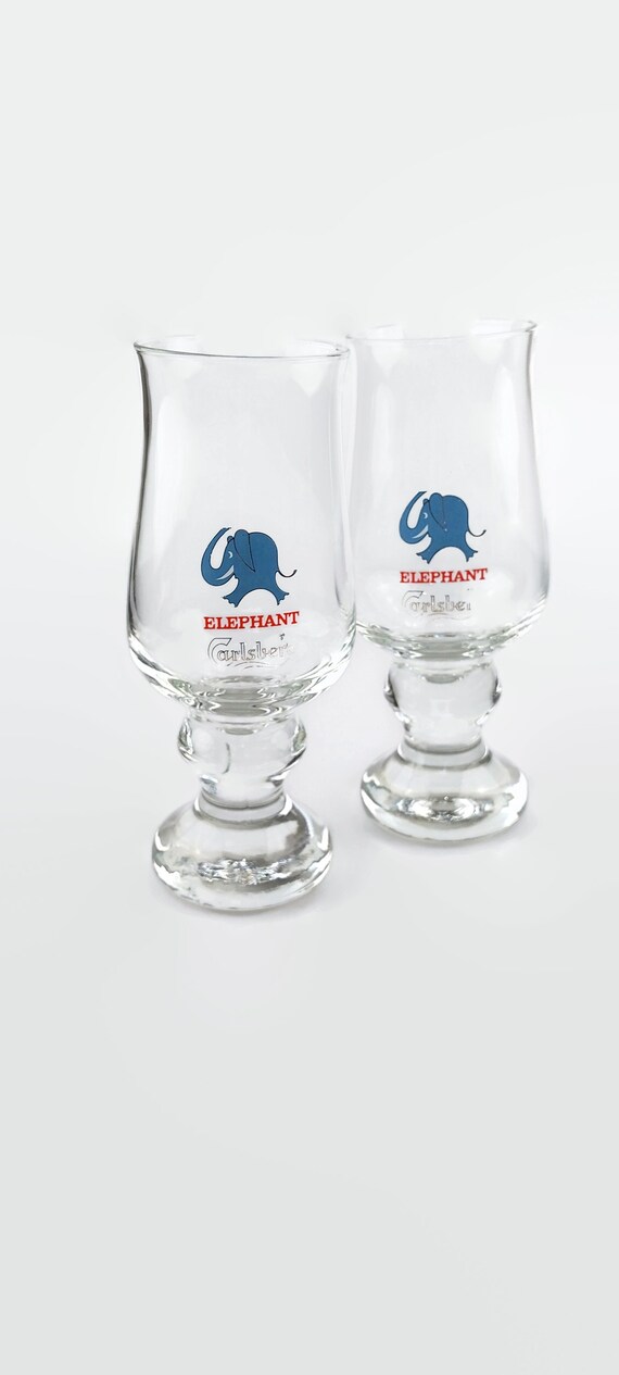 Carlsberg Elephant Beer Glass Blue Elephant Drinking Glass Etsy