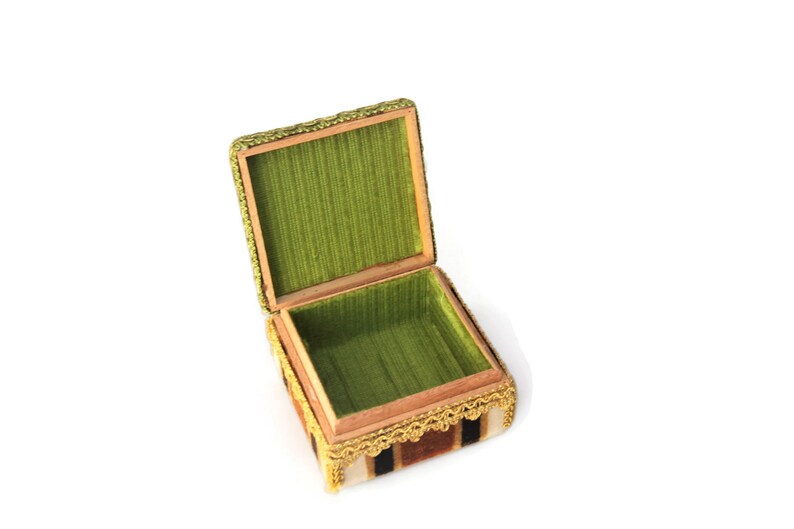 Brown green velvet jewelry box romantic gift for her vintage Etsy