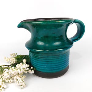 Jasba Teal Blue West German Pottery Vase Jug - Vintage Mid Century Modern Ceramic Pitcher - Retro Fat Lava Era Decor