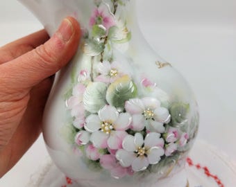 Limoges Porcelain Vase - Hand-Painted Floral Design, Gold Trim, Vintage French Home Decor