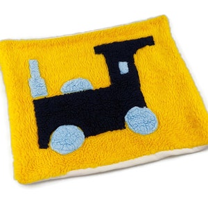 Vintage handgemachte gelbe dekorative Lokomotive Zug Kissenbezug