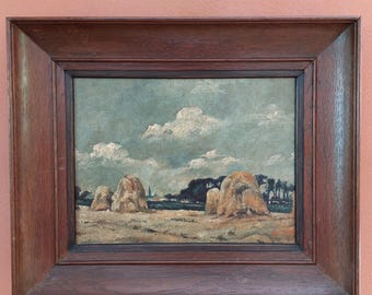 ヴィンテージ スイス風景油絵、額入り農家アート、1920年代 - Etsy 日本