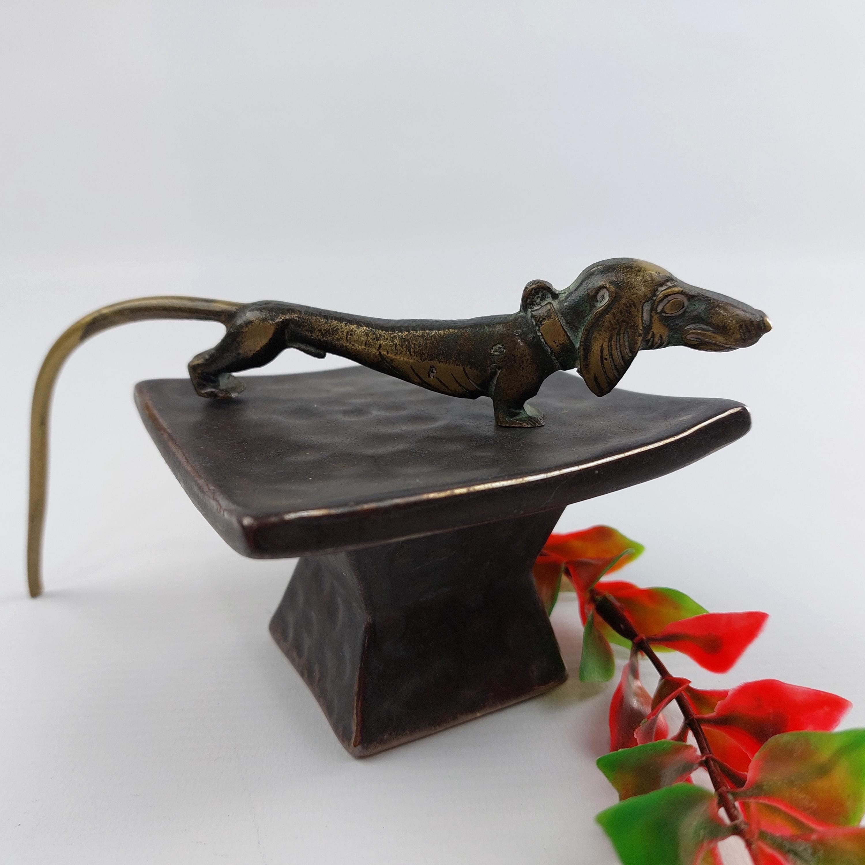 Vintage Brass Dachshund Figurine - Walter Bosse Style - Unique Dog Decor - Mid Century Modern Art Piece