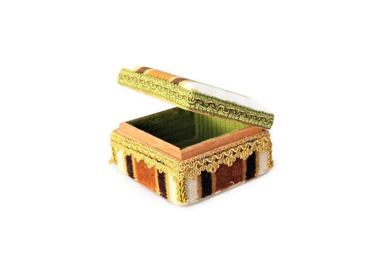 Brown green velvet jewelry box romantic gift for her vintage Etsy