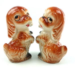 Cocker Spaniel Dog Salt and Pepper Shakers - Vintage Ceramic Mid Century Kitchen Decor