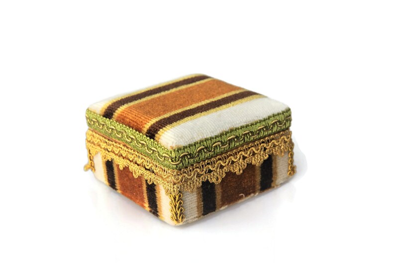 Brown green velvet jewelry box romantic gift for her vintage Etsy