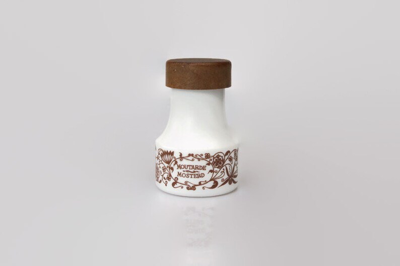 Vintage Milk Glass Mustard Pot Glass Container Jar Brown Etsy